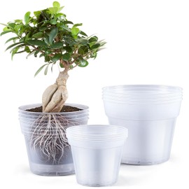Vesici 12 Pcs Large Size Clear Nursery Pots Variety Pack Plant Pots with Drainage Holes Planters for Indoor Plants Flexible Transparent Plastic Plant Bottle Succulents (8/10/12 Inch)