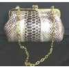 Joan Rivers Beauty bag purple faux snakeskin evening goldtone chain