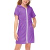 BesserBay Girls Full Zip Bathrobe Purple Terry Hooded Cover Up