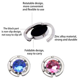 Luabue 6pcs Handbag Holder Table Bag Holder Gemstones for Table Bag Hanger Bags Hook Handbag for Mother's Day Women Girls Handbag Purse Hook Jewellery Necklaces