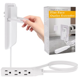 STARELO Flat Extension Cord with Outlet Cover and 3 Receptacles, 3FT Long, Universal Size Flat Plug Concealed Receptacle Extension Cord for Tight Spaces.(3FT)