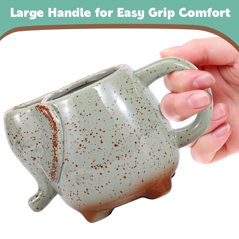 LIAVOEIZ Elephant Tea Mug with Tea Bag Holder,Elephant Tea Cup