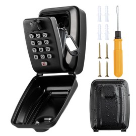 Tuocal Key Safe with Number Code, Wall Mounted Key Box with 12 Digit Key Safe Large Key Safe Outdoor Key Box with Waterproof Cover for Home, Garage, Office, School