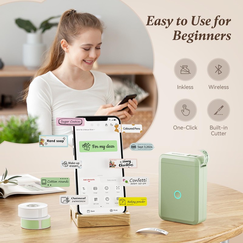 NIIMBOT Label Maker Machine D110 Label Printer Portable Wireless Connection