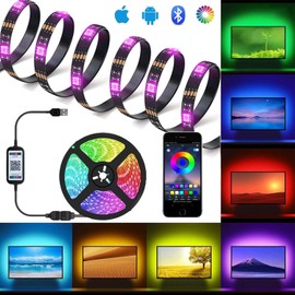 Tira Led TV, Fotgear Banda de Luces LED 2M RGB 5050 LED Alimentada por USB, Control Mediante APP para Android e iOS, Impermeabilidad IP65 para Decoración del Hogar y al Aire Libre