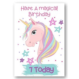 Second Ave Age 7 Children's Kids Magical Unicorn 7th Birthday Card Greetings Card