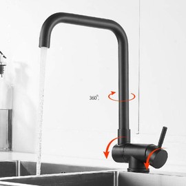 FJYDM Hot and Cold, Folding, Rotating, Stainless Steel, Kitchen Faucet-A (Color : B)
