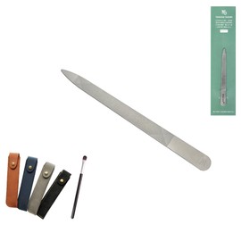 Yoshida File Nail File, Made in Japan, Stainless Steel, Nail Care, Nail Care, Nail Sharpening, Nail File, Easy to Use, Easy to Sharp, Tsubamesanjo Yoshida Seisakusho, Leather-like Case, Cleaning Brush