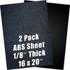 ABS Plastic Sheet 1/8 Inch Thick 16" x 20" (2-Pack)，Black