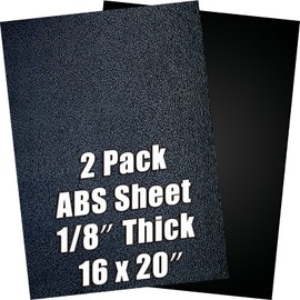 ABS Plastic Sheet 1/8 Inch Thick 16" x 20" (2-Pack)，Black Rigid Moldable Panel with Different Surfaces (Textured Front & Smooth Back) 0.125" Thick for Structural Parts and DIY Home Decor, etc.