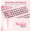 2 Pcs Eyelash Tweezers, Lash Applicator Tool with Comb for