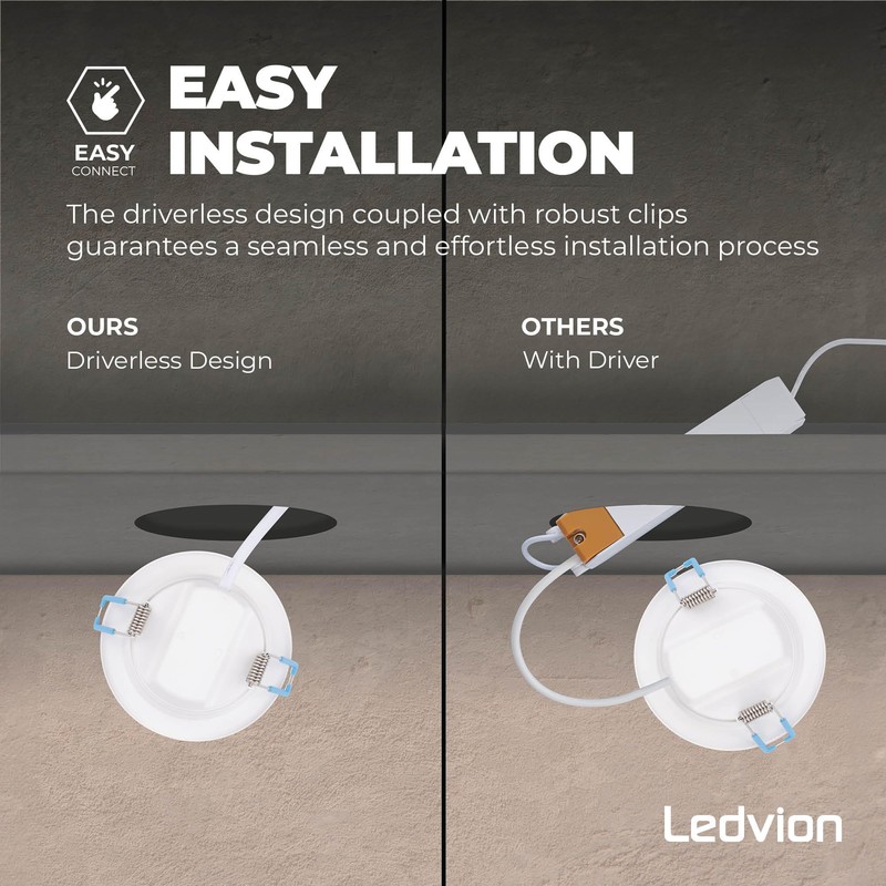 Ledvion - LED Recessed Spotlight, White, Diameter 140 mm (12