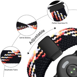 Elastic Strap for Garmin Forerunner 55/245/645 Music Watch Band, 20mm Nylon Quick Release Replacement Strap for Garmin Vivomove HR/Instinct 2S/Fenxi 7S (Black rainbow)