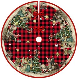 Round Christmas Tree Skirt, 120 cm / 47 Inches, Christmas Tree Skirt, Christmas Tree Mat, Round Christmas Tree Blanket, Round Christmas Tree Skirt (07)