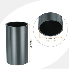 sourcing map 4.5 Inch PVC Rigid Tube Round Pipe Tubing Hardware Tubing 104mm ID 114mm OD 20cm/8" Length Dark Grey High Impact for Water Pipe, Crafts