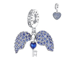 Annmors 925 Sterling Silver Birthstone Bead Charms for European Bracelets and Necklace Beads with 5A Cubic Zirconia, Christmas, Valentine's Day, Mother's Day, Gift Tag for Women and Girls, Sterling