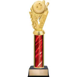12" Red Bowling Fireball Trophies - Customized Bowling Fireball Trophy Awards