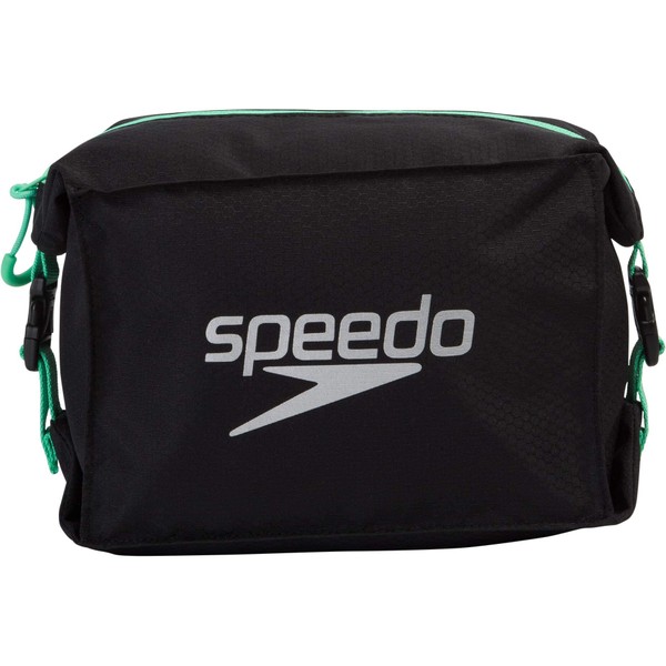 Speedo Unisex Adult Pool Slide Bag Pool Side Bag, Black/Green Glow, One Size