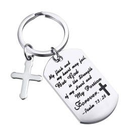 MYOSPARK Religious Jewelry My Flesh and My Heart May Fail but God Is The Strength Of My Heart Psalm 73 26 Bible Verse Keychain (Psalm 73:26 Keychain) …