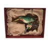 Kubla Crafts Enameled Green Hummingbird on Branch Trinket Box, Accented