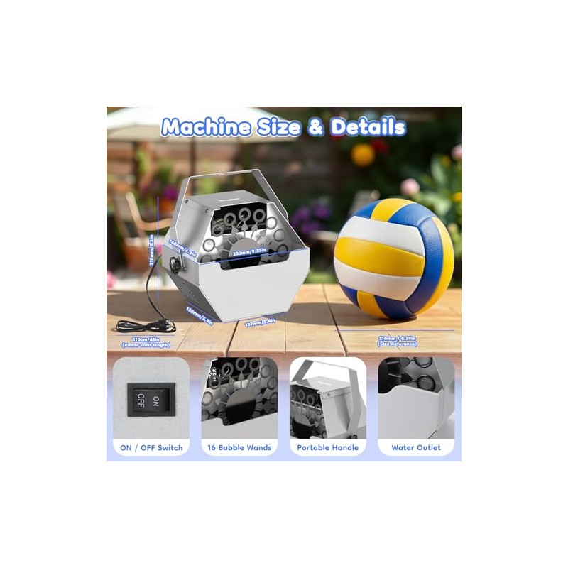 Theefun Bubble Machine: 750ML Metal Automatic Bubble Maker, Portable Professional