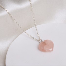 GemInspire Natural Morganite Necklace, Heart Pendant Necklace, Peach Heart Pendant Necklace, Lightweight, Everyday Wear, 925 Silver 16+2 inch Adjustable Chain, Gift for Her