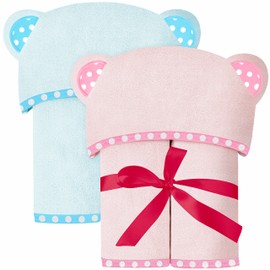 ELSVIN Set of 2 Hooded Baby Towels – Pink and Blue – Luxurious, Large and Super Absorbent – 35 x 35 Inch – Soft and Suitable for Infants, Toddlers and Kids – 400 GSM