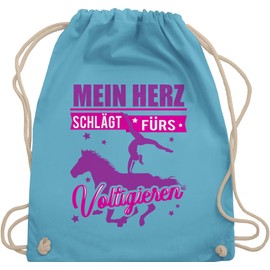 Shirtracer - Gym Bag Backpack - Horses - Bags - My Heart Beats for Vaulting, 1 Light Blue
