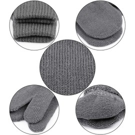 Cooraby 12 Pairs Toddler Winter Mittens Unisex Knitted Baby Gloves Mittens (2-4T, Black,Gray,Navy,Jujube Red)