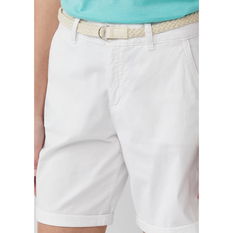 s.Oliver Shorts with Braided Belt and Garment Dye, White, 42