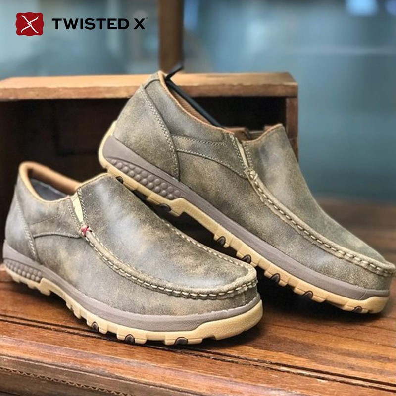 Twisted X Men's Slip-On Driving Moc, Moc Toe, Bomber, 9