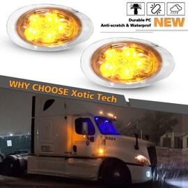 Xotic Tech 2pcs Clear Lens Front Cab Side Marker Turn Signal Parking Clearance Light Lamps OE Fit Compatible with Freightliner Cascadia 2008-2017 (Amber 5-2835-SMD)