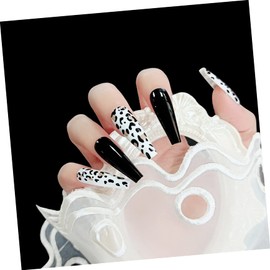 Mikinona 24pcs Print Coffin Fake Nails for Women Material Full Cover Nail Art for Home and Salon Use Easy to Apply for Occasions