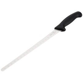 Mercer Culinary M23010 Millennia Black Handle, 10.3-Inch Granton Edge, Salmon, Slicer