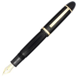 Gullor Fine Nib Fountain Pen X159, Acrylic Big Size Writing Pen Gold Trim, Gift Boxed, Black