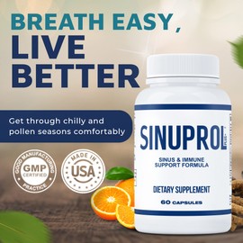 Mizzle SinuProl Nasal & Immune Support Supplement with Quercetin with Bromelain, Ideal Option for People Who Rely on Natural Sinus Decongestant, Sinus Rinse or Natural Antihistamine, 60 Capsules