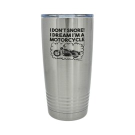 ThisWear Mechanic Gift Mug I Don’t Snore! I Dream I'm A Motorcycle 2-Pack 20oz. Stainless Steel Insulated Travel Mug With Lid Silver