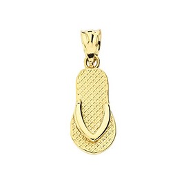 Elegant 10k Yellow Gold Flip Flop Charm Pendant