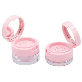 2Pcs Plastic Loose Powder Jar Makeup Powder Case, Empty Loose Powder Container, Circular Convenient Flip Mini Powder Box