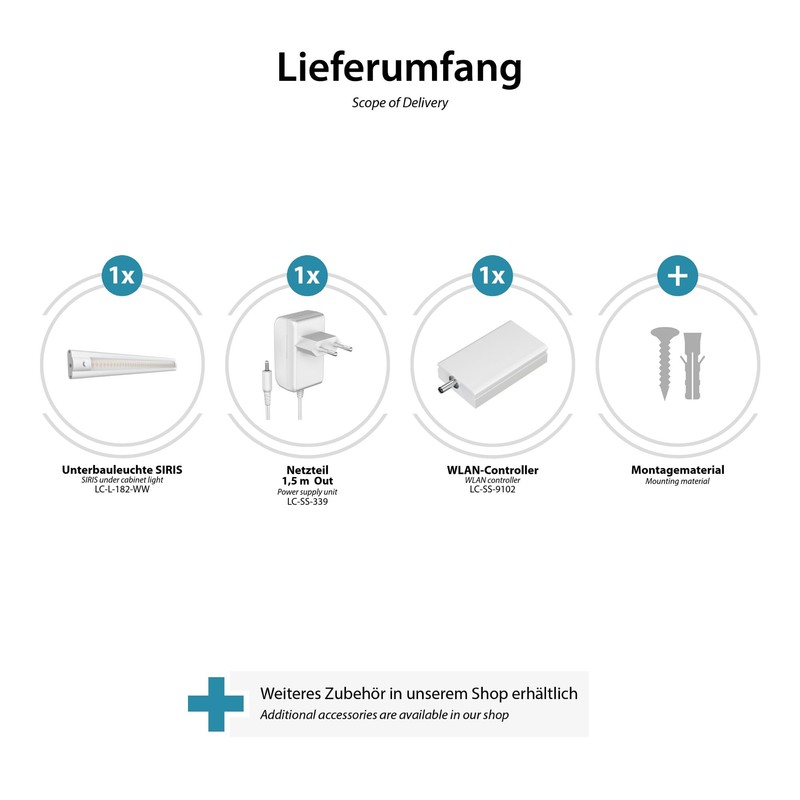 ledscom.de Siris Smart LED Under-Unit Light White Matt with Power