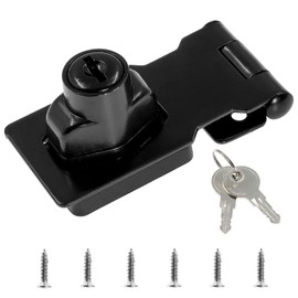 Jiozermi 2.5 Inch Hasp Locks with Keys, Stainless Steel Hasp Latches, Twist Knob Keyed Locking Hasp for Cabinet Small Door, Flat Black