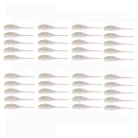 40Pcs Fishing Lures Kit Worm Fishing Soft Plastic Lures Set Fishing Baits Mini Senko Worm for Bass Trout Lure Fishing Saltwater Freshwater with Trackle Box-White