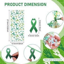 Gueevin 150 Set Mental Health Awareness Cellophane Gift Bags Green Ribbon Plastic Treat Bags Green Mental Health Awareness Month Goodie Candy Bag with Twist Ties Gift Cards Party Favors