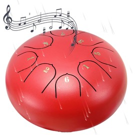 Rain Drum for Outdoor Garden, Natural Chakra Drum for Outdoor Rain, Drum Rain Chime Waterproof Chakra Drum 6 Inch 8 Notes (Red)