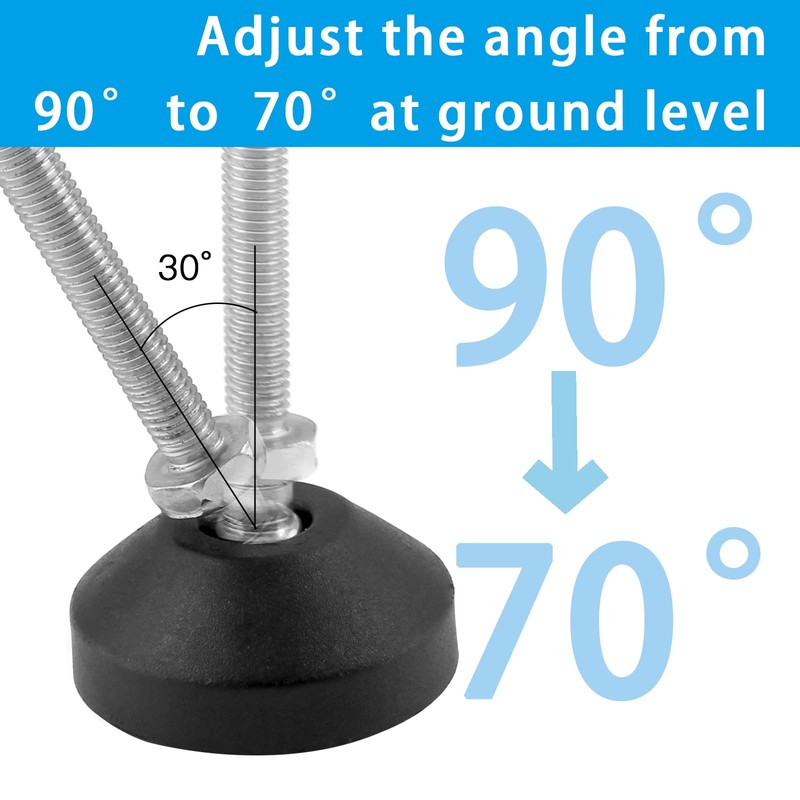 Luomorgo M10 レベリングフィート Tナット付き 4個 滑り止めスレッドゴム脚 家具の脚用 調節可能な回転レベラー 機械機器用高耐久器具脚 (D50