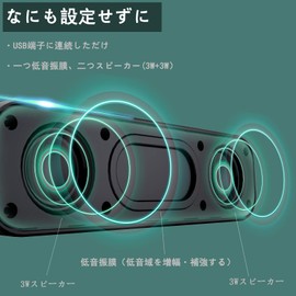 Apqfw PC Speaker, Small, For Laptop/PC, USB Connection, Wired USB Power, Loud Volume [1 Bass Membrane, 2 Speakers]