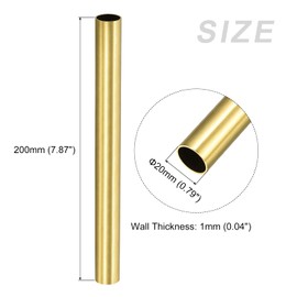 METALLIXITY Brass Tube 20mm Outside Diameter x 1mm Wall Thickness x 200mm Length Straight Tube for Home Furnishing Machinery DIY Handicrafts