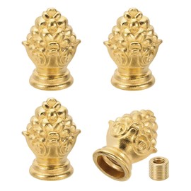 PATIKIL 30 x 20mm Lamp Finials Caps Knob, 4 Set Solid Lamp Shade Top Decoration Screw Cap Nuts with Brass Reducing Adapter for Table Lamps Floor Lamps, Gold Tone