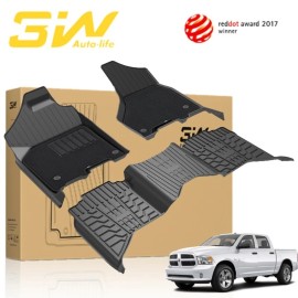 3W Floor Mats & Front Carpet for Dodge Ram 1500 2500 3500 Crew Cab 2013-2018 Mat