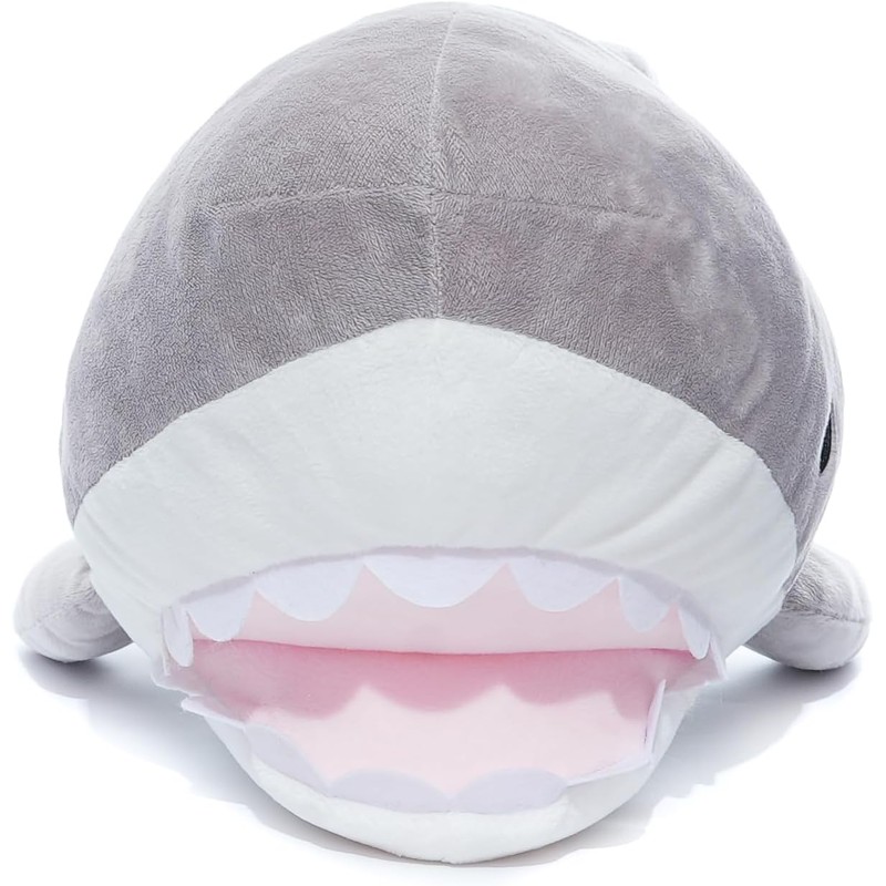 Kawaii Plush Shark Pillow – Soft Gray Shark Stuffed Animal,